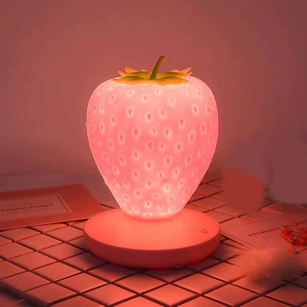 3d fruit strawberry led night light usb night la