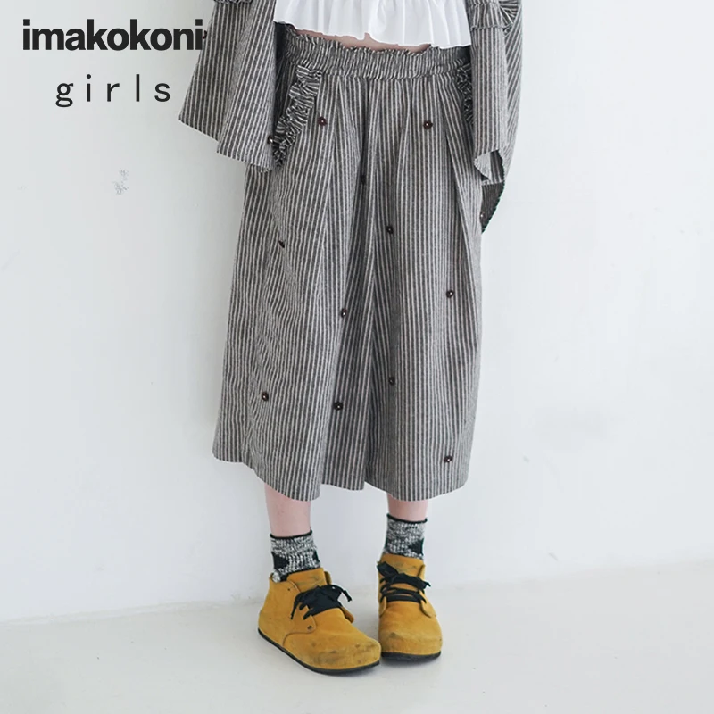 Осенние новые 2019 полосатые свободные широкие брюки imakokoni японские повседневные