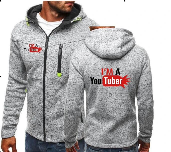 I'm a Youtuber Zipper Hoodies Top Crew Adult Streetwear Camiseta Male