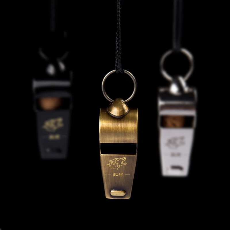 New Coach Whistle Outdoor Training Treble Wood Core Gift Pack Antique Brass Referee Whistle