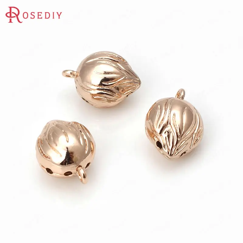

10PCS 6.5x10MM 10x16MM 24K Champagne Gold Color Plated Brass Lotus Bud Charms Pendants High Quality Diy Jewelry Accessories