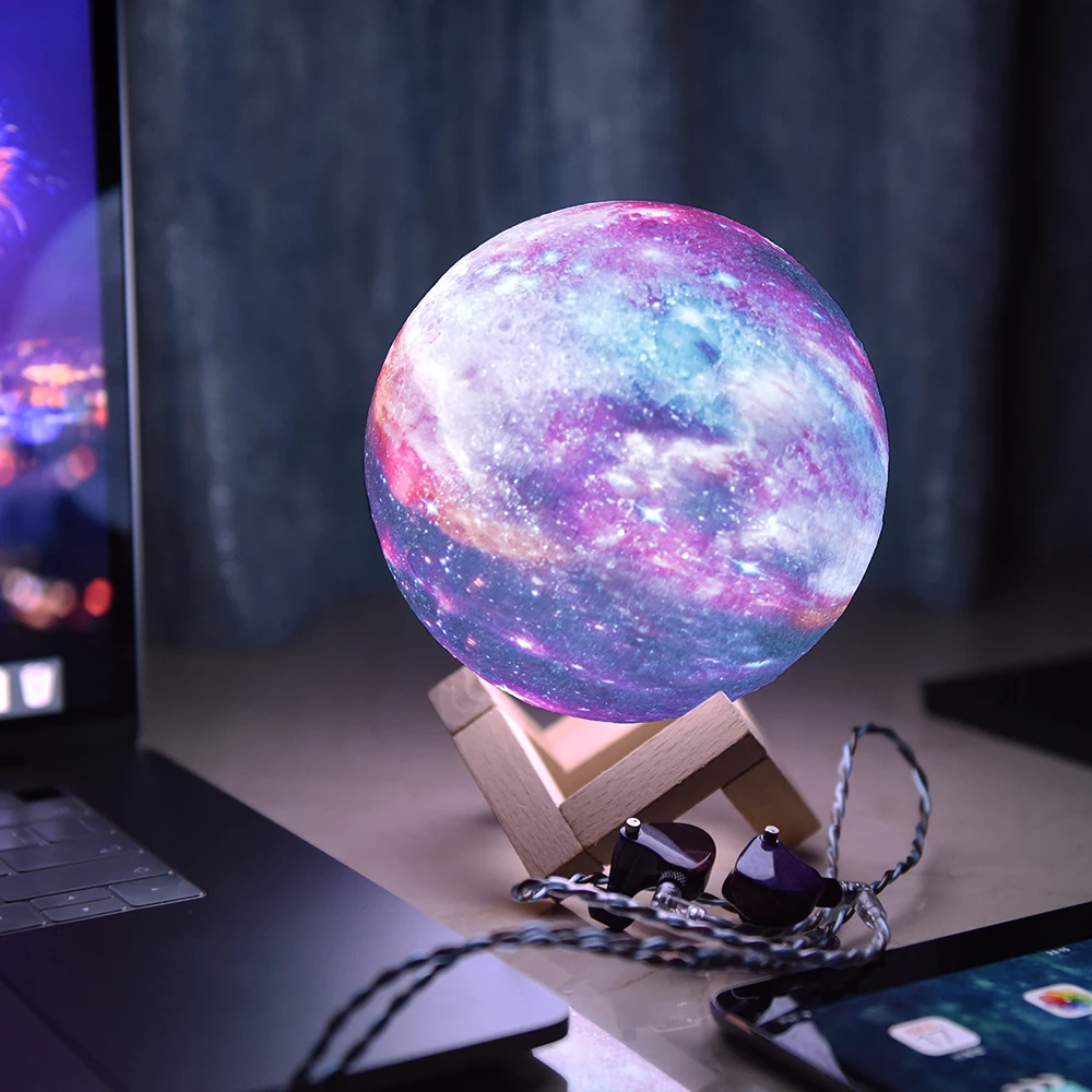 3D Лунная лампа ночник с подставкой звезда галактика лунный дистанционным