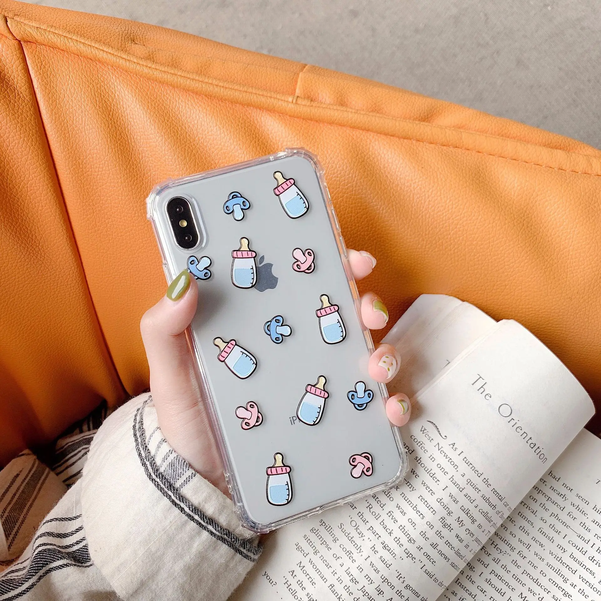 

PGSD Cute Cartoon baby bottle Mobile phone shell for iphone XS MAX XR apple 7/8Plus 6S Soft Transparent case back cover