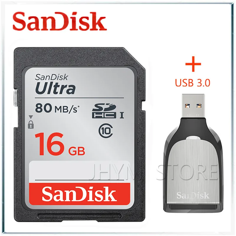 Sandisk ultra sd-карта 128 Гб карта памяти 64 Гб тарджета sdcard Сан диск карта памяти 32 Гб 128 sd карта kaarten karty - Емкость: 16gb and reader