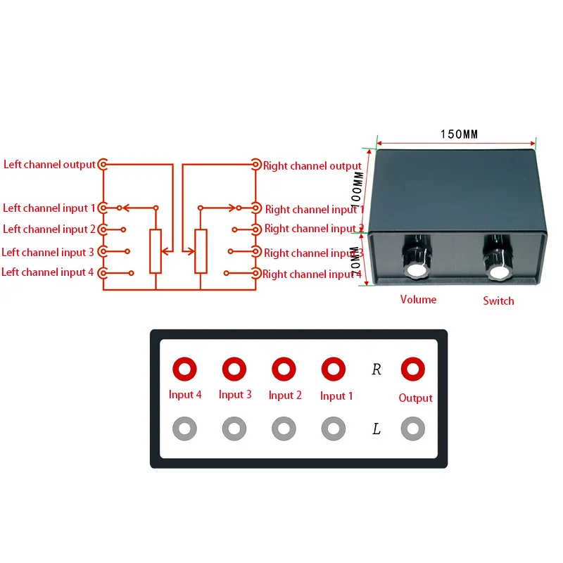 4 Input 1 Output Passive Audio Signal Switcher Switch Selector Box Sound HiFi Audio Signal Splitter With Volume Control G1041 4 Input 1 Output Passive Audio Signal Switcher Switch Selector Box Sound HiFi Audio Signal Splitter With Volume Control G1041