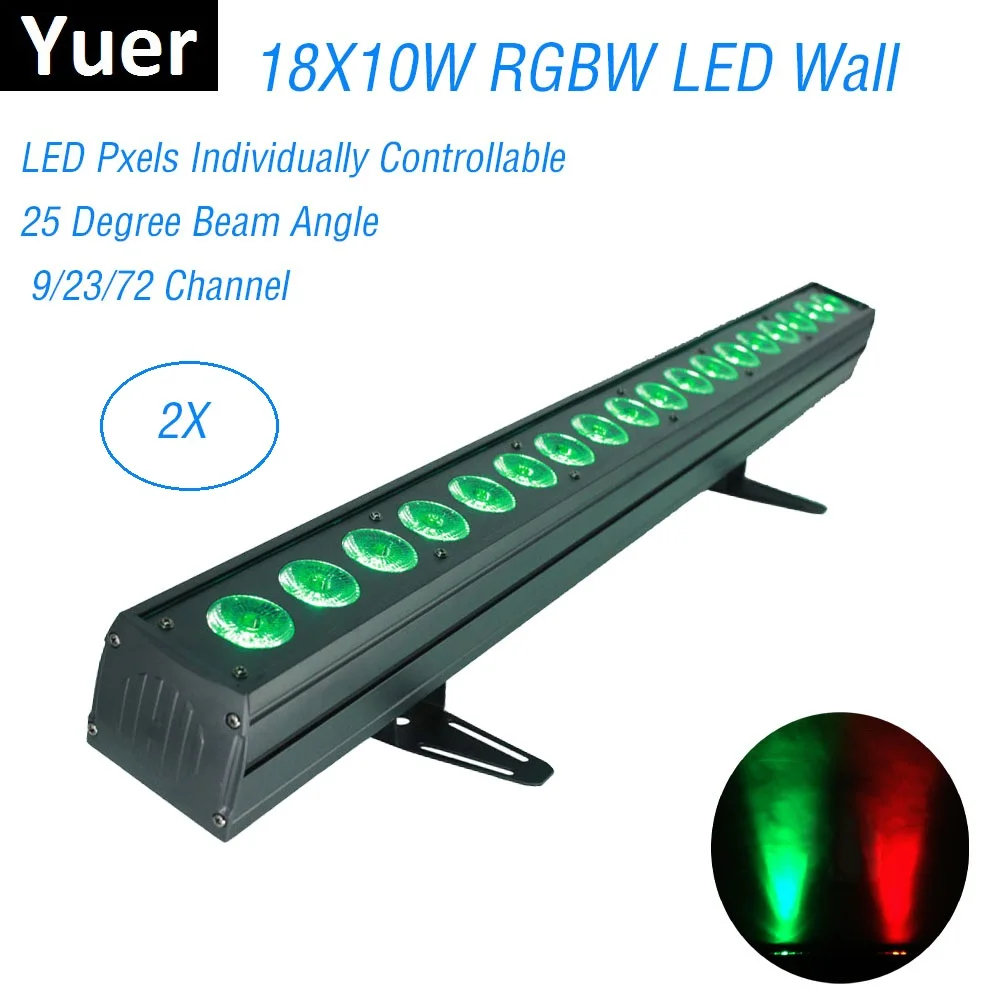 2 шт./лот 18X10 Вт светодиодный RGBW 4IN1 светодиодный настенный, с омывающим светом 9/23/72 Каналы DMX 512 светодиодный бар настенный, с омывающим светом