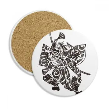 

Japan Traditional Culture Kimono Samurai Stone Drink Ceramics Coasters for Mug Cup Gift 2pcs