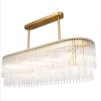 

Postmodern simple bent glass crystal lamp luxury atmosphere model room rectangular restaurant art chandelier led