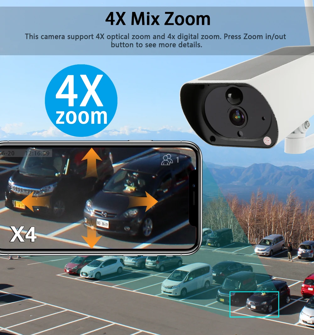 

New Outdoor IR Night Vision Solar Power Camera1080P HD Solar IP Camera 2MP Wireless Wi-fi Security Surveillance Waterproof