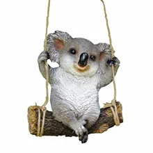 Смола животных Статуэтка для сада качели коала медведь наружные скульптурные украшения Декор