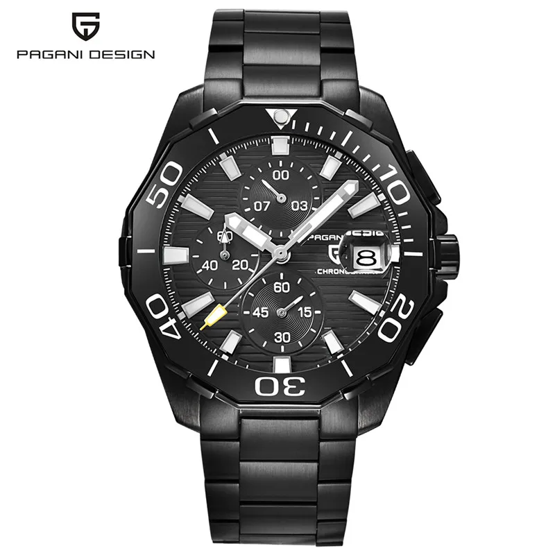 Pagani Дизайн Кварцевые часы мужские часы 47,3 мм роскошный стиль Дата синий циферблат нержавеющая сталь хронограф кварцевые часы мужские часы