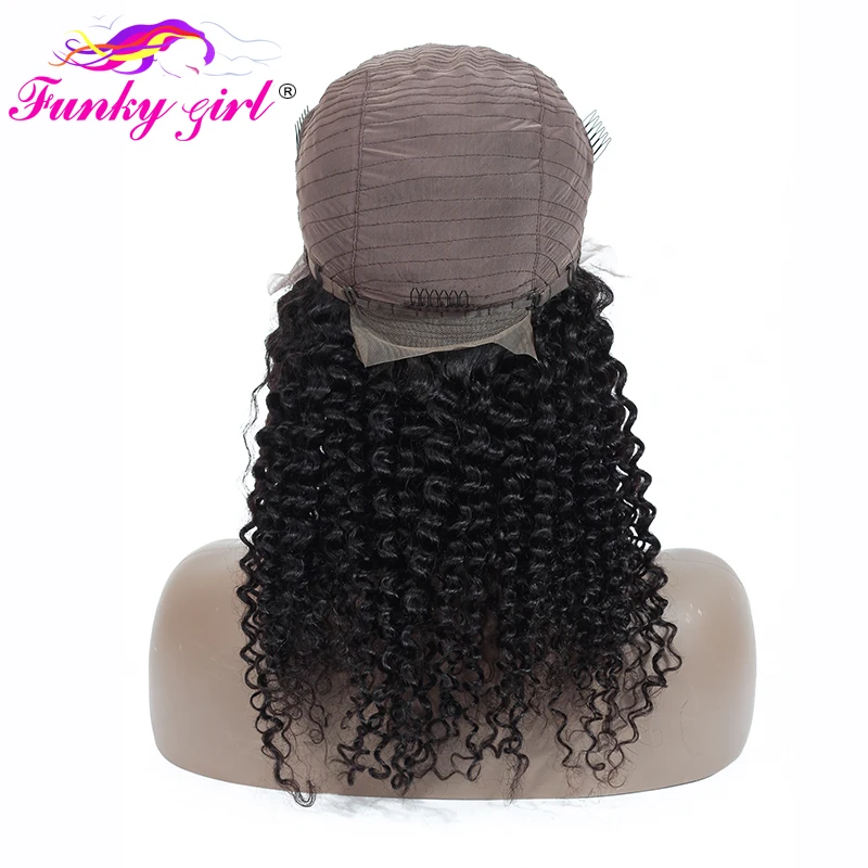 Funky Girl бразильские кудрявые вьющиеся 13*4 человеческие волосы на кружеве парики для черных женщин предварительно сорванные волосы remy парик с волосами младенца
