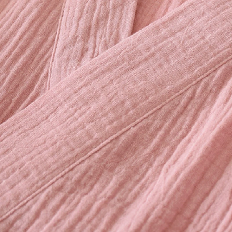 Autumn 100% Cotton Crepe Double Gauze Japanese Kimono Robe Womens Robes Sleepwear Couple Dressing Gown Long Wedding Pajamas