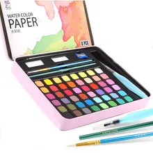 Conjunto profissional de pintura em aquarela, 48 cores, caixas delicadas com pincel, material de papelaria para a escola, arte