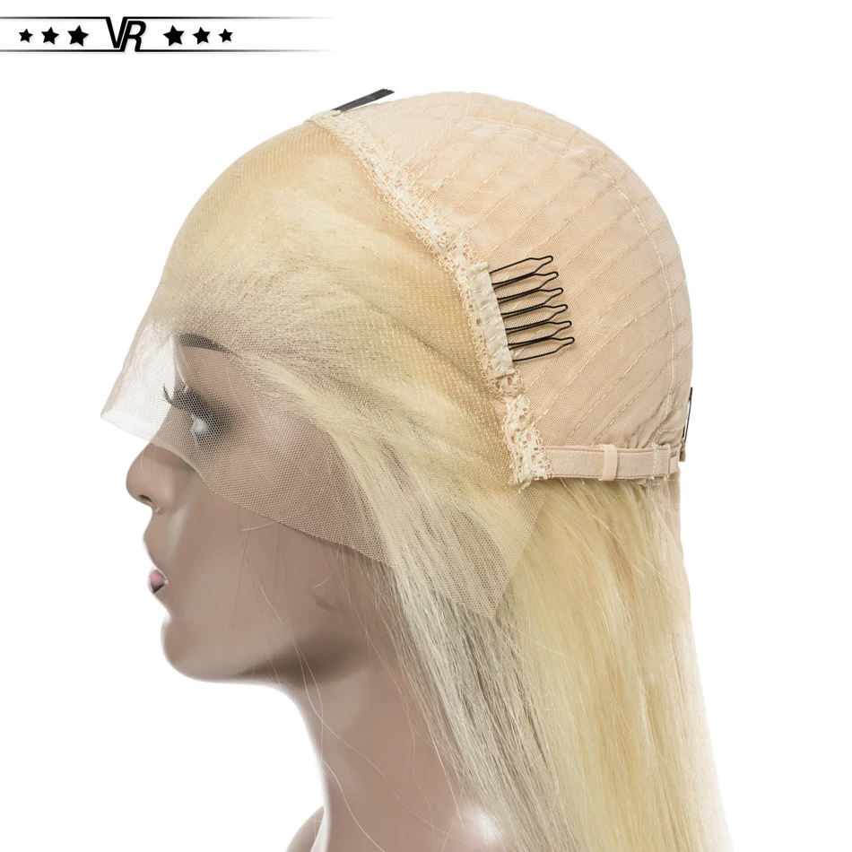 Бесклеевой 13x4 613 блондинка Синтетические волосы на кружеве парик 130%-200% плотность бразильские прямые волосы Синтетические волосы на кружеве парик из человеческих волос