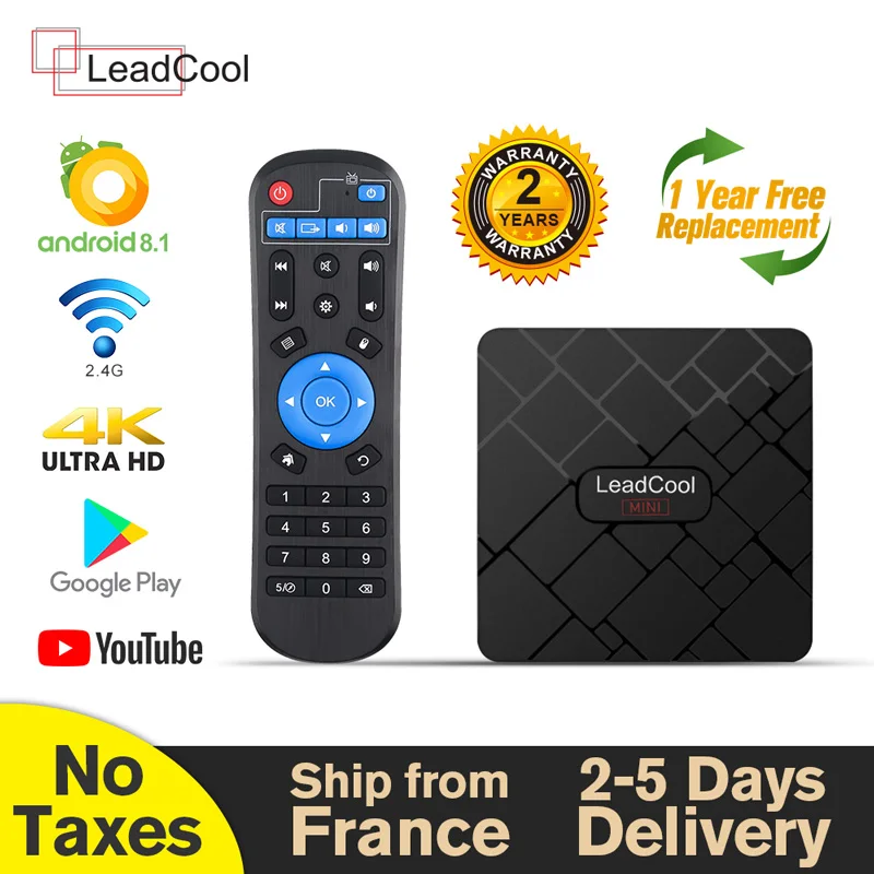 Leadcool Mini Tv Box 4K Android 8.1 RK3228A Quad Core Set Top 1G 8G Receiver H.265 UHD 2G 16G Media Player without IPTV | Электроника