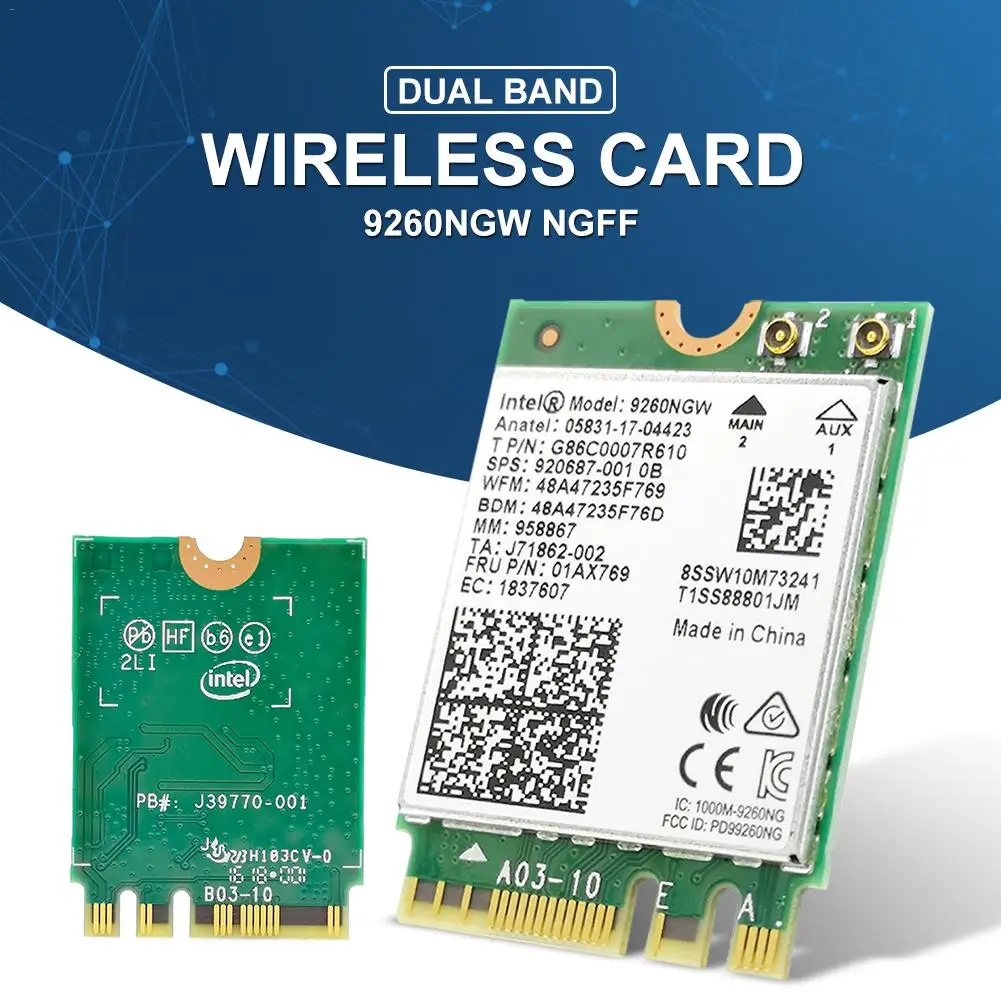 1,73 Гбит/с Двухдиапазонная Wifi карта Беспроводная для Intel 9260NGW NGFF Ac Mini PCI-E 2,4G/5 ГГц Wlan Bluetooth 4,0 802,11 Ac/a/b/g/n