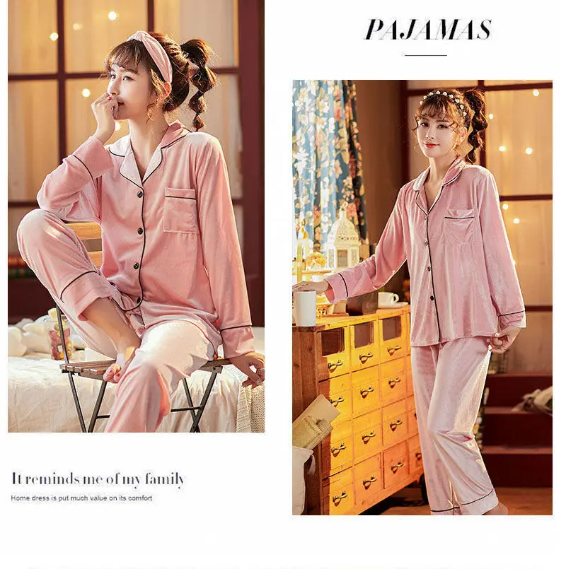 Large 5XL 5XL Autumn Winter Warm Pajama Set Women Pajamas Deep Gold Velvet Homewear Pijama Mujer Elegant Sleepwear pyjamas for women