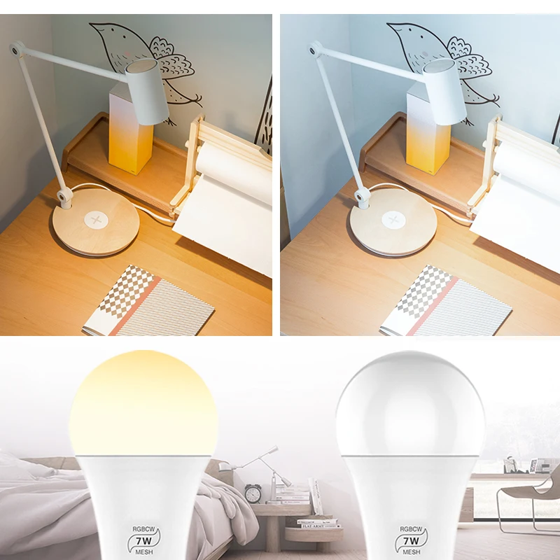 Умная Bluetooth лампа E27 LED RGBCW работает с Alexa/Google Home 110 В 220 В|Светодиодные лампы и