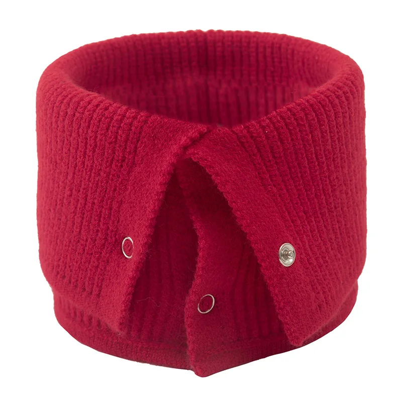 New Fashion Button Unisex Winter Solid Warm Ring Knitted Scarf Men Headband Collar Bandana Plus Velvet male scarf Scarves