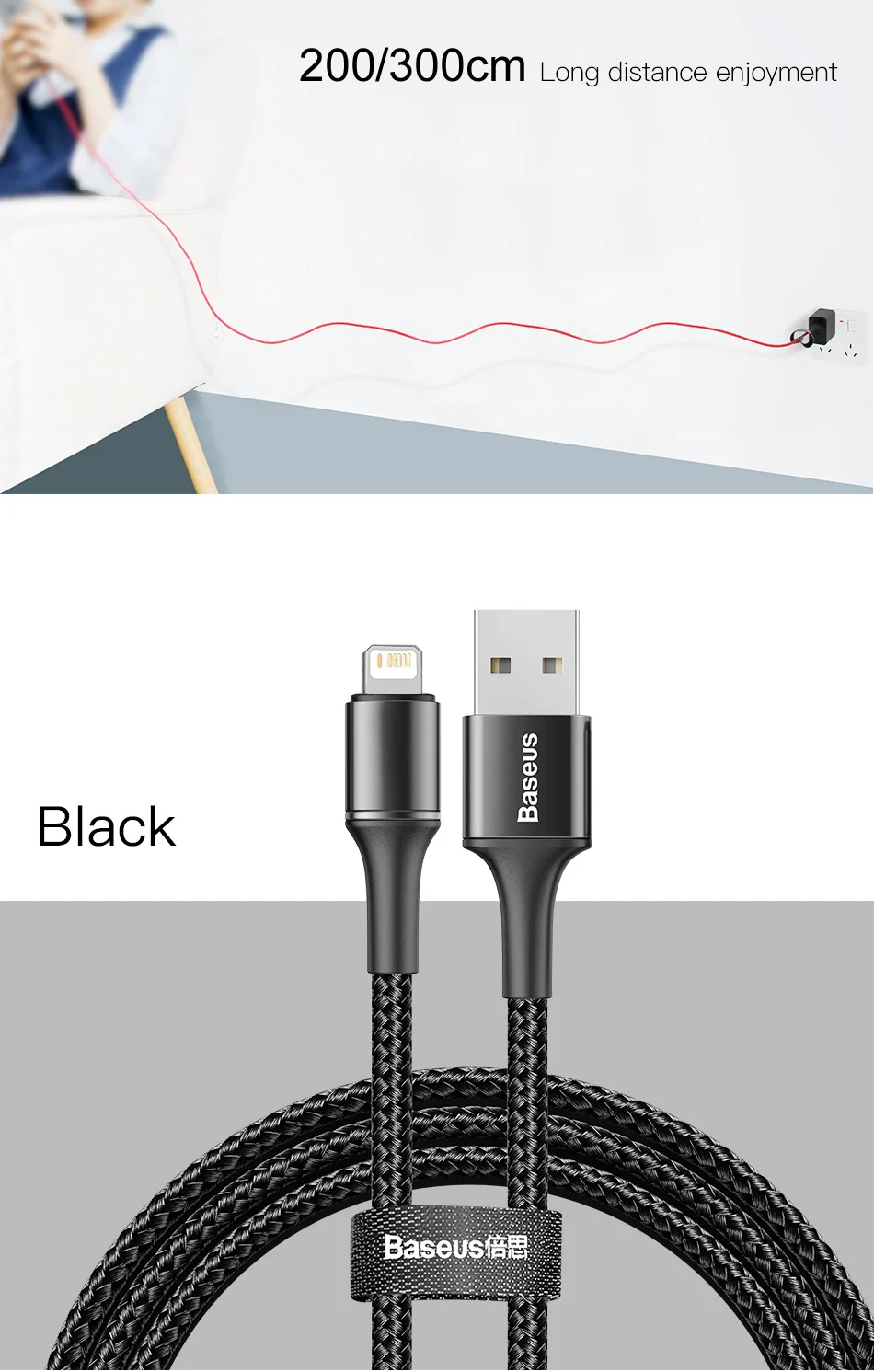 Baseus USB Cable For iPhone 12 11 13 Pro XS Max Xr X 8 7 6 LED Lighting Fast Charge Charger Date Phone Cable For iPad Wire Cord usb phone charger