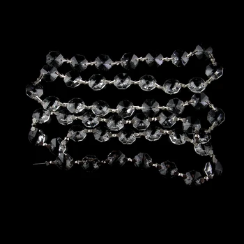 

10m Crystal Octagon Beads Chains With Silver Butterfly Buckle Strands Garlands For Christmas Tree Decoration Party