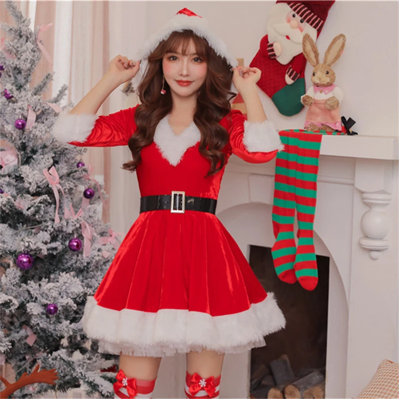 Christmas Miss Dress Sexy babbo natale felpa con cappuccio Cosplay costumi  da donna abiti da sera da sera abiti caldi invernali abiti da festa| | -  AliExpress