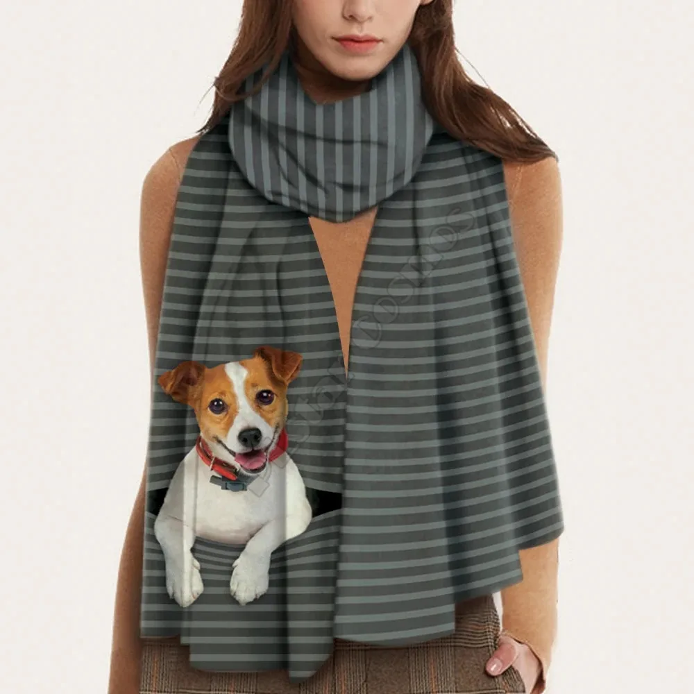 Keep You Warm Jack Russell Terrier 3D Printed Imitation Cashmere Scarf Autumn And Winter Thickening Warm Shawl Scarf