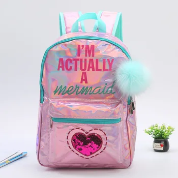 

Hair ball radium backpack bag girl fashion hair ball bag cartoon love bag large capacity sequin backpack Women Backpacks