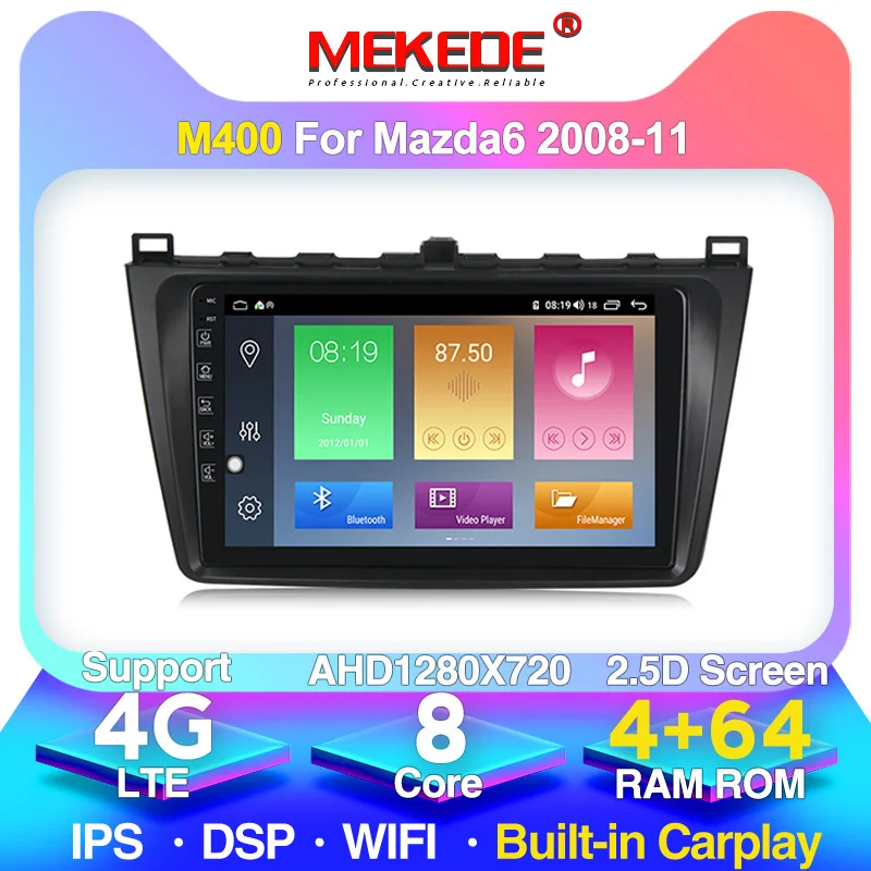 Мультимедийный плеер MEKEDE для Mazda 6 Rui wing 2007-2012 Android 4 Гб + 64 ГБ GPS-навигация Wi-Fi |