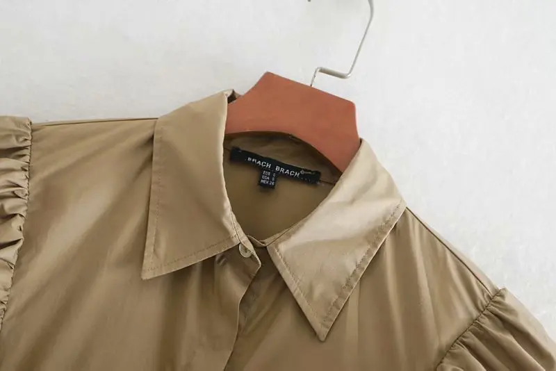 Kopen Vrouwen high street effen kleur pleats cascading ruches casual kiel blouse shirts vrouwen lange mouwen blusas femininas tops LS4252