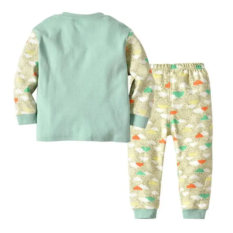 Осенний детский хлопковый топ с рисунком+ штаны в полоску, комплект одежды из 2 предметов