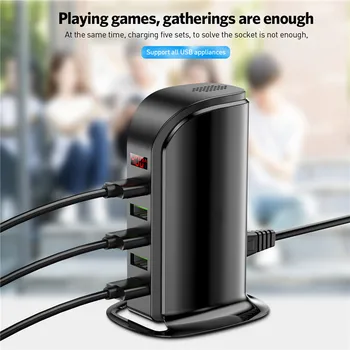 

Universal 5 Port Smart USB Charger For Xiaomi LED Display Multi USB Charging Station Phone Desktop Wall Home EU US UK Plug 5V 4A