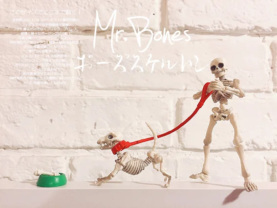 Милый модный дизайн мистер кости поза скелет человека модель скелета с собакой настольная книга мини-фигурка детские игрушки коллекционный подарок - Цвет: Mr Bones with dog