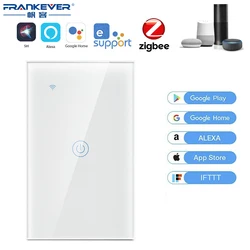 FrankEver Zigbee Smart Light Switch US 1/2/3/4 Gang EWelink Touch Switch AC100-240V 50/60HZ Voice Control Alexa Google Home FrankEver Zigbee Smart Light Switch US 1/2/3/4 Gang EWelink Touch Switch AC100-240V 50/60HZ Voice Control Alexa Google Home