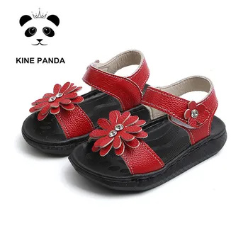 

KINE PANDA 1 2 3 4 Years Old Toddler Baby Girl Sandals Summer Girls Sandals Genuine Leather Flower Design Soft Anti-slide