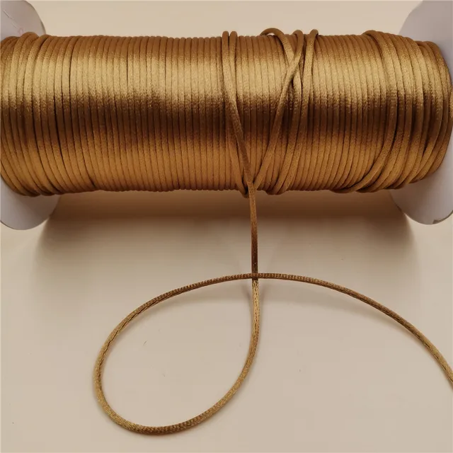 2MM  Chinese Knot Line Cord Silk Satin Nylon Cord 35colors for DIY String Necklace Bracelets 20meters Lot Old gold 563
