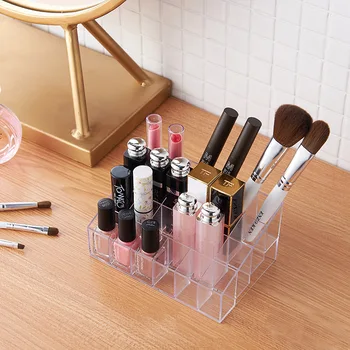 

24 Grid Makeup Brush Storage Box Transparent Acrylic Dresser Simple Lipstick Nail Polish Makeup Brush Makeup Kit