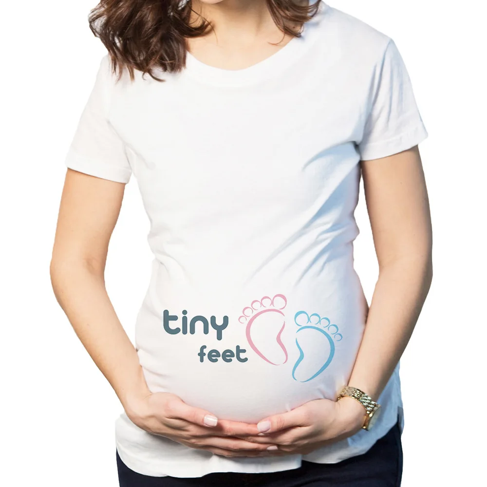 

European And American Minimalist Maternity Clothes Summer Lettered Printed O Neck Crew Neck Plus-sized Pregnant WOMEN'S Short Sl