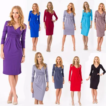 

clothing OWLPRINCESS 2019 Autumn New Women's Slim-Fit Stitching V-neck Long-Sleeved Pencil Skirt