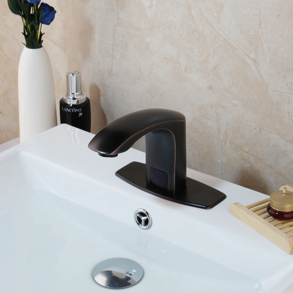 

Monite Black Solid Brass Automatic Sensor Faucet Bathroom Basin Sink Faucet Water Mixer Tap Touch-Free Infrared Basin Tap Faucet