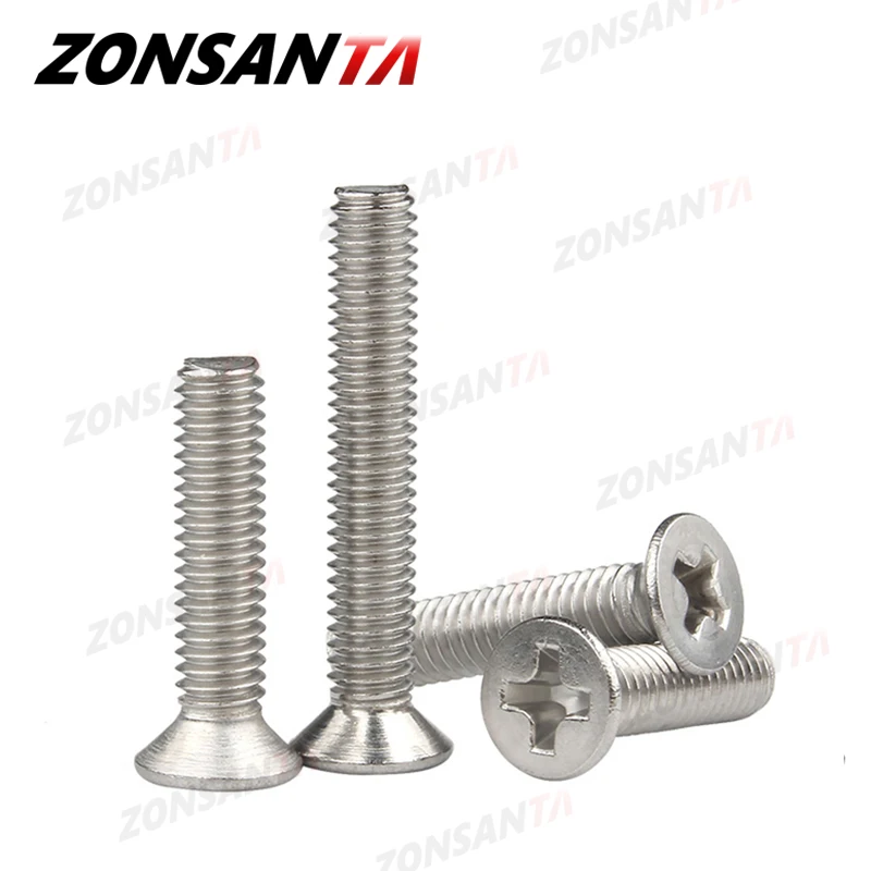 stainless steel screw ZONSANTA M1.6 M2 M2.5 M3 M4 M5 M6 Mini Micro Small 304 Stainless Steel Cross Phillips Flat Bolt Countersunk Head Furniture Screw