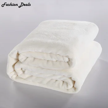 

King Size 200x230cm Solid White Color Blanket Super Soft Warm Coral Fleece Blankets Throw Blanket on Bed/Sofa/Home Free Shipping