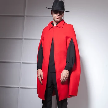 

CAPED male Winter II cloak-style long style lapel bright red festive retro cloak sleeveless male cloak long overcoat men