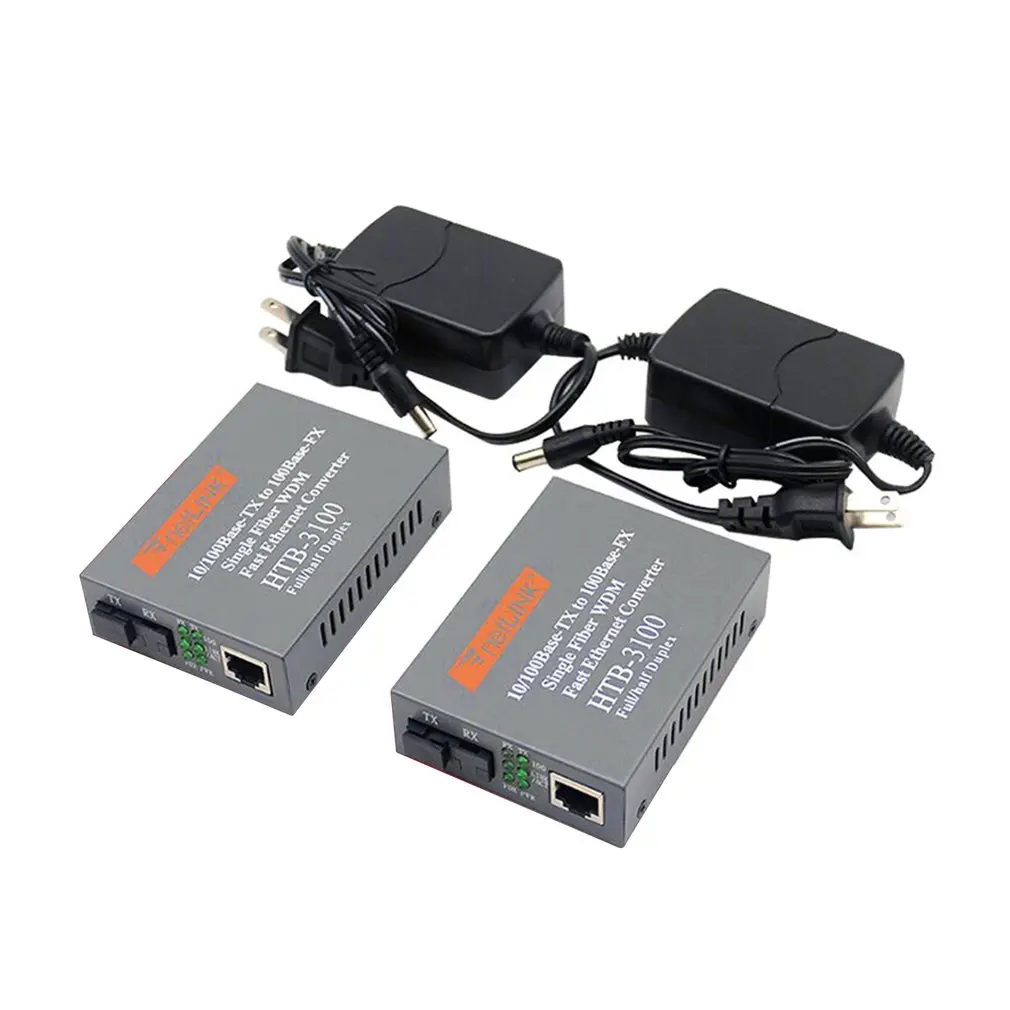 

2Pcs Fiber Optical Transceiver 10/100 Mbps One Pair Fiber Media Converter POF Media Converter Single Mode Quality