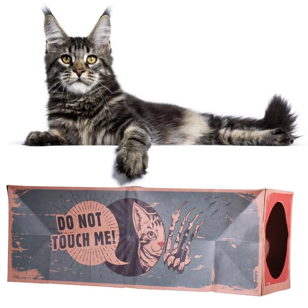 

Foldable Cat Paper Bag Puzzle Tunnel Toy Amusement Park 22x22x61cm Hole Cowhide Collapsible Two-channel Tunnel Cat Pet Supplies