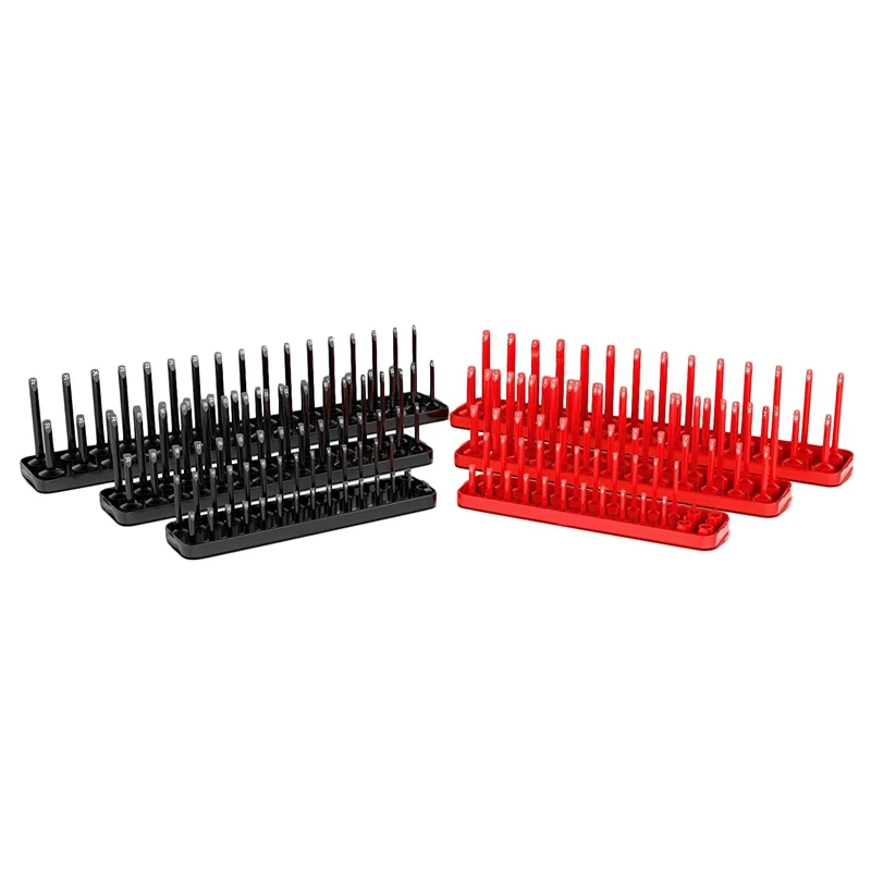 

Sae (Red) & Metric (Black) Socket Storage Trays - 6 Piece Set | 1/4-Inch, 3/8-Inch, 1/2-Inch Drive | Premium Quality Tool Orga