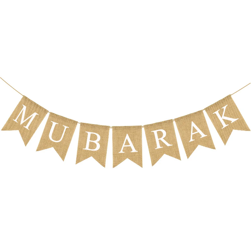 Джутовая Мешковина Hajj Mubarak баннер каминный камин праздничное украшение для вечеринки