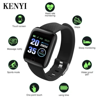 

KENYI 116plus Smart Watch Blood Pressure Measurement Heart Rate Monitor D13 Smart bracelet with 1.3 inch High Resolution Screen