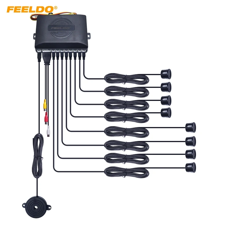 US $41.87 Feeldo 1set Car 8 Sensors Dual FrontBack Rear View Visual Video